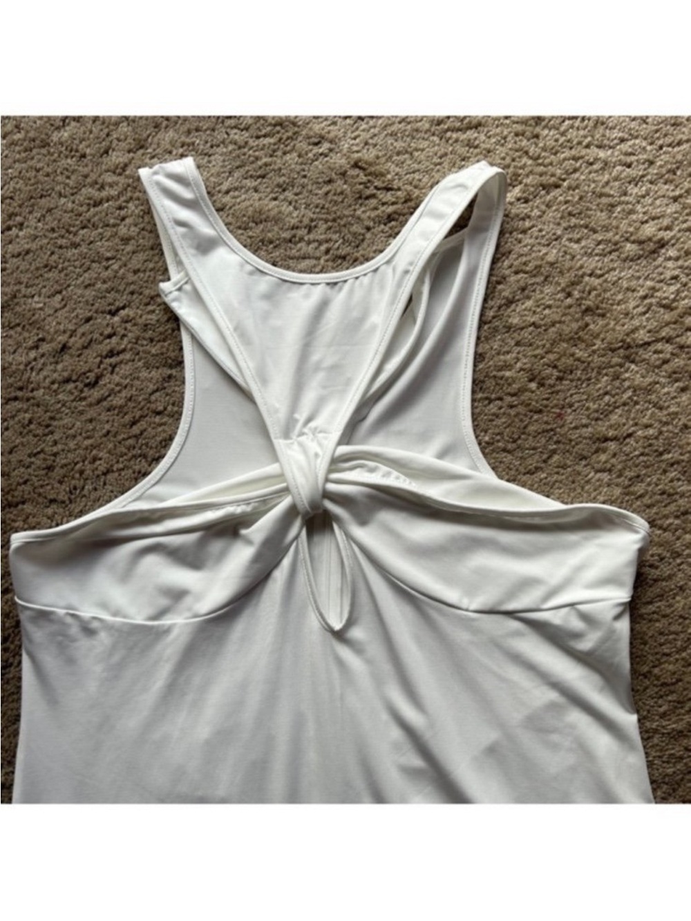 White Knot-Front Racerback Dress - Picture 2 of 5